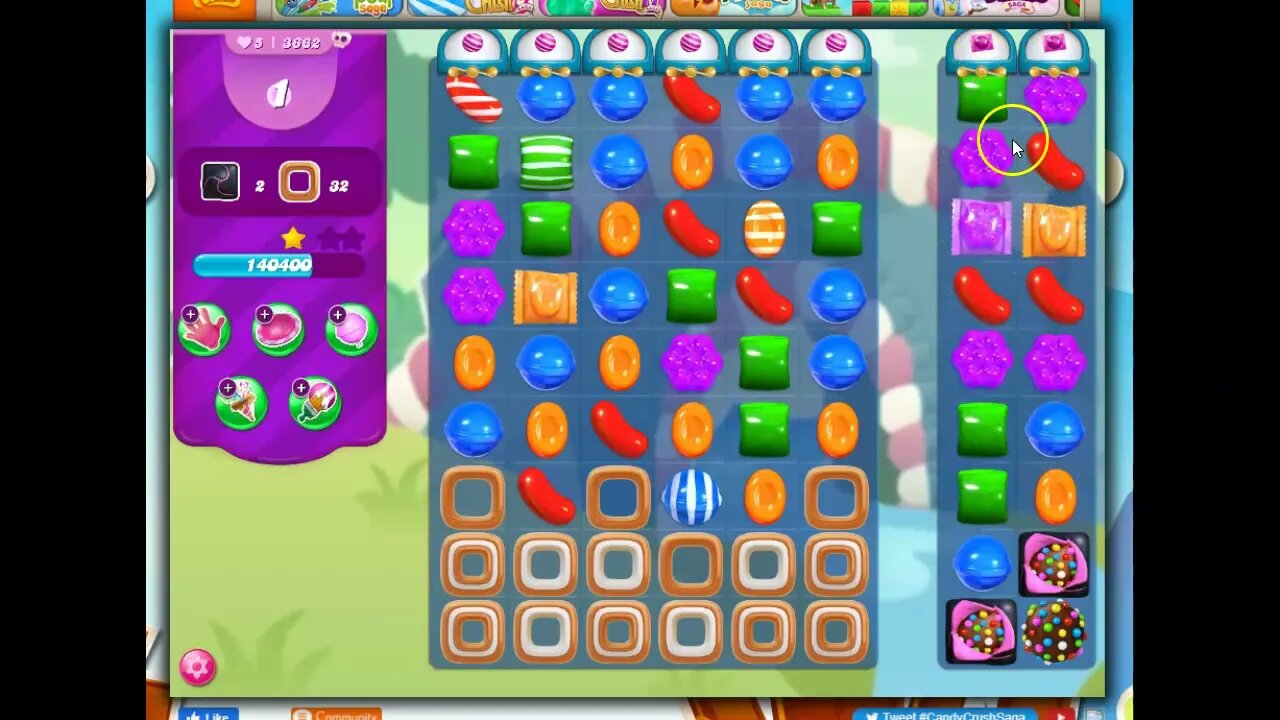 Candy Crush Level 3662 Talkthrough, 16 Moves 0 Boosters
