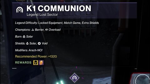 Destiny 2 Legend Lost Sector: The Moon - K1 Communion 12-28-21