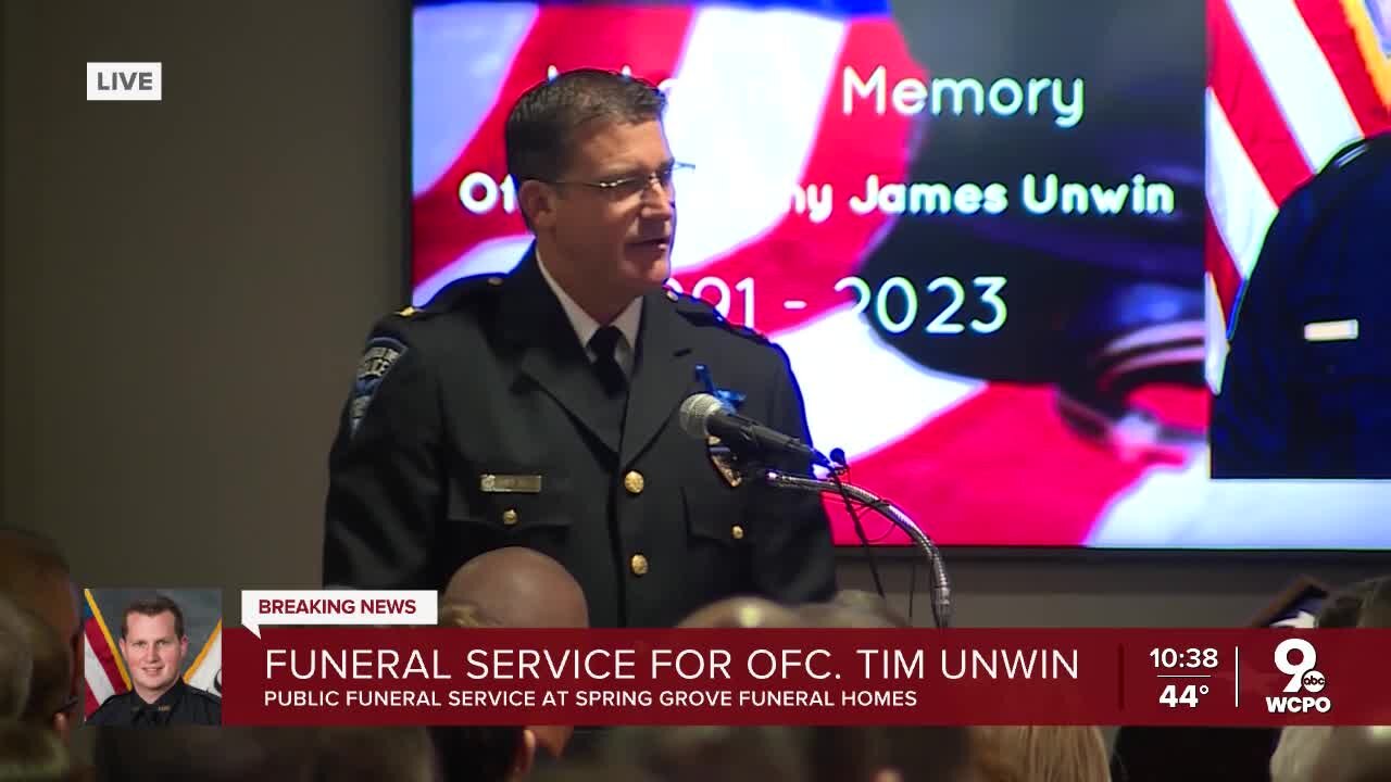 Springfield Twp. Police Chief speaks at Officer Tim Unwin's funeral