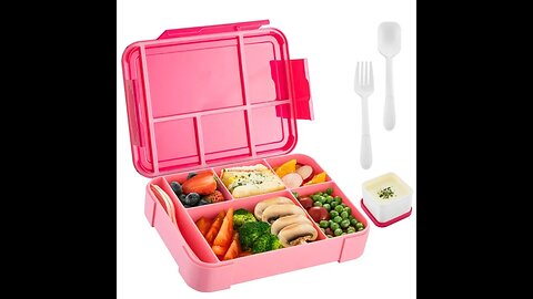 Bento Box Adult Lunch Containers with 6 Compartment for Adults/Kids/Toddler With Tableware