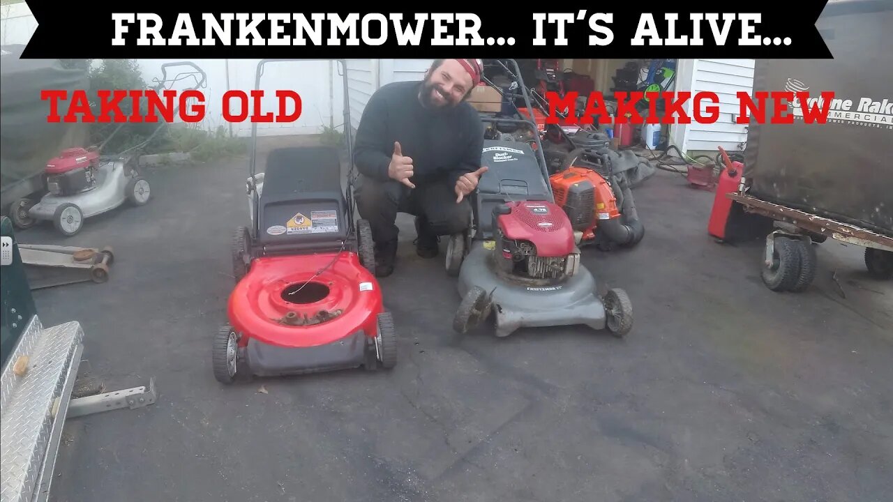 1 Free Lawn Mower & 2 Scrap Mowers 2 Make 1 Good FRANKENMOWER AIN'T EASY PEASY :( GET R DONE