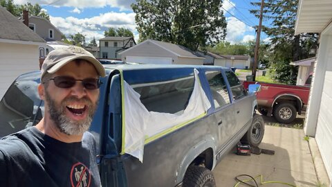 IT’S GOING DOWN, TODAY!!!! Raptor Liner application. Spraying the 93 Suburban.