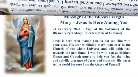 message 21 02 2021 Jesus Is Here Among You