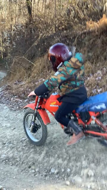 Justus is 9 riding his 1984 XR80