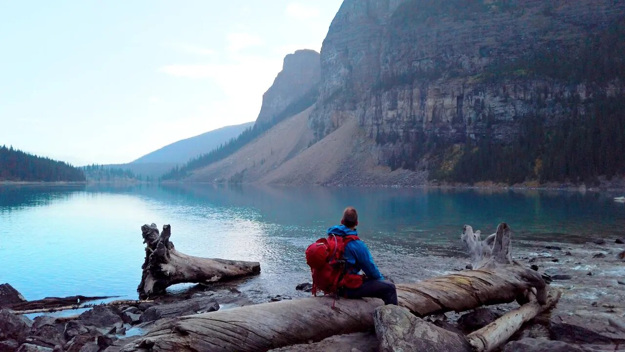 Hiking to the Far Side of Moraine Lake in Banff National Park, Alberta, Canada