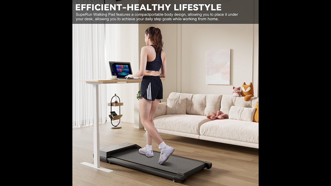 SupeRun Walking Pad, Under Desk Treadmill, 3 in 1 Portable Treadmill with Remote Control LED Display