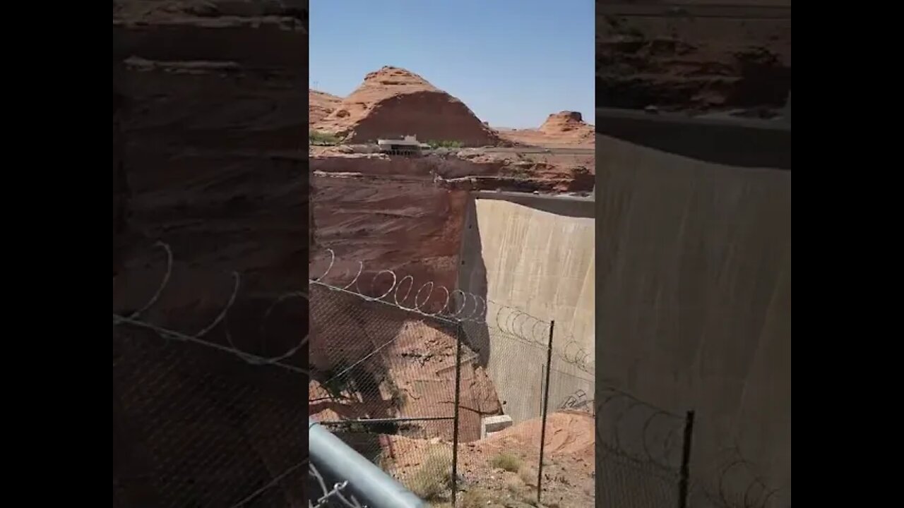 Walking across the Glen Canyon Dam bridge.