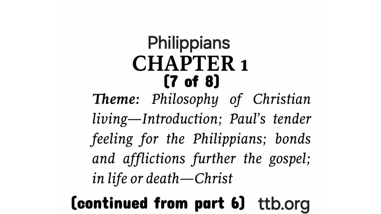 Philippians Chapter 1 (Bible Study) (7 of 8)