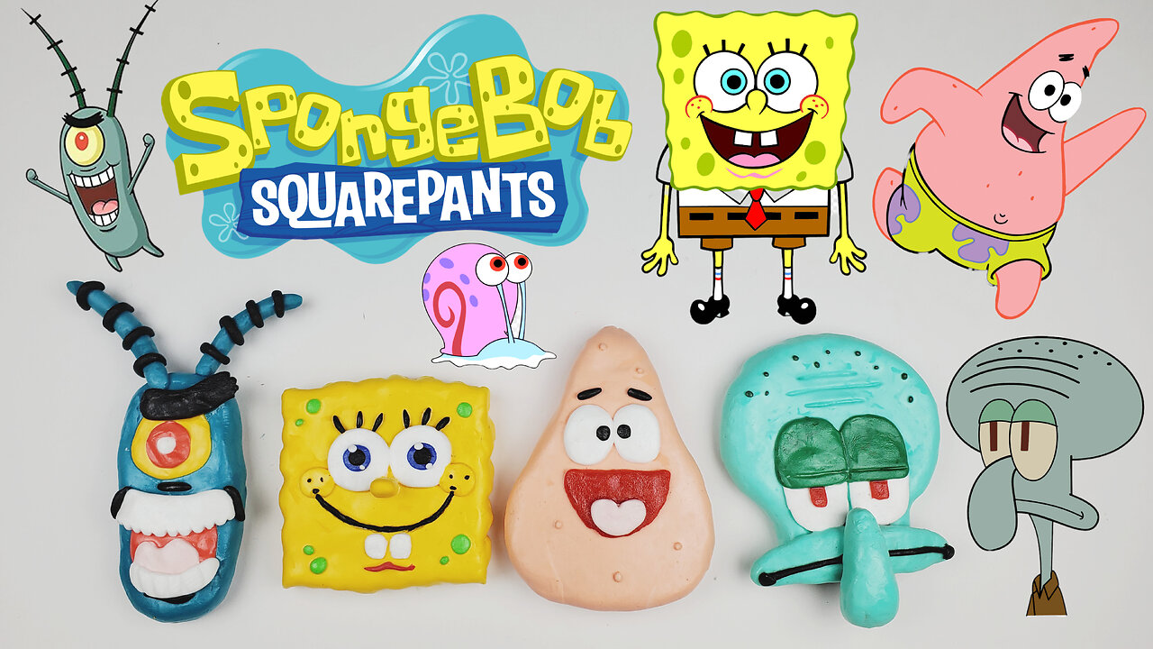 Satisfying Video ASMR SpongeBob SquarePants Clay Cracking Video _ Patrick Star _ Squidward _ Plankton