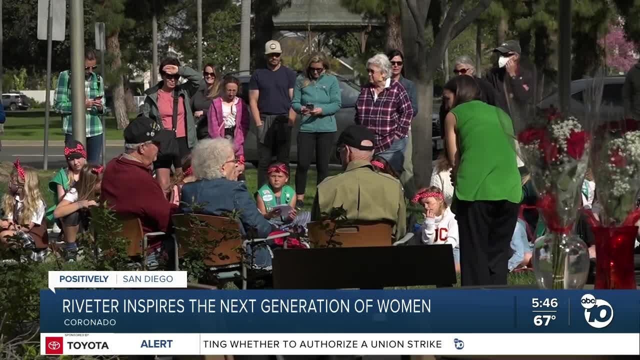 Riveter honored in front of Rosie the Riveter Memorial Rose Garden