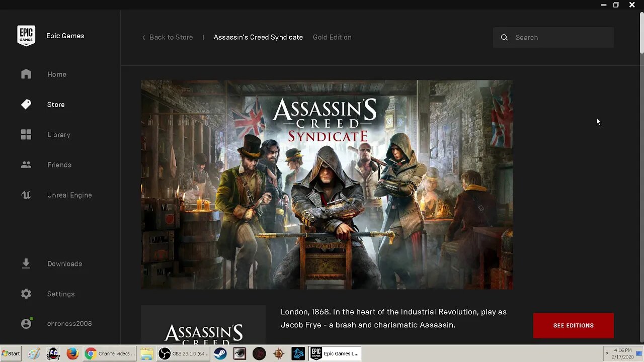 2020 Assassins Creed Syndicate FREE feb 20th Epic Games Store