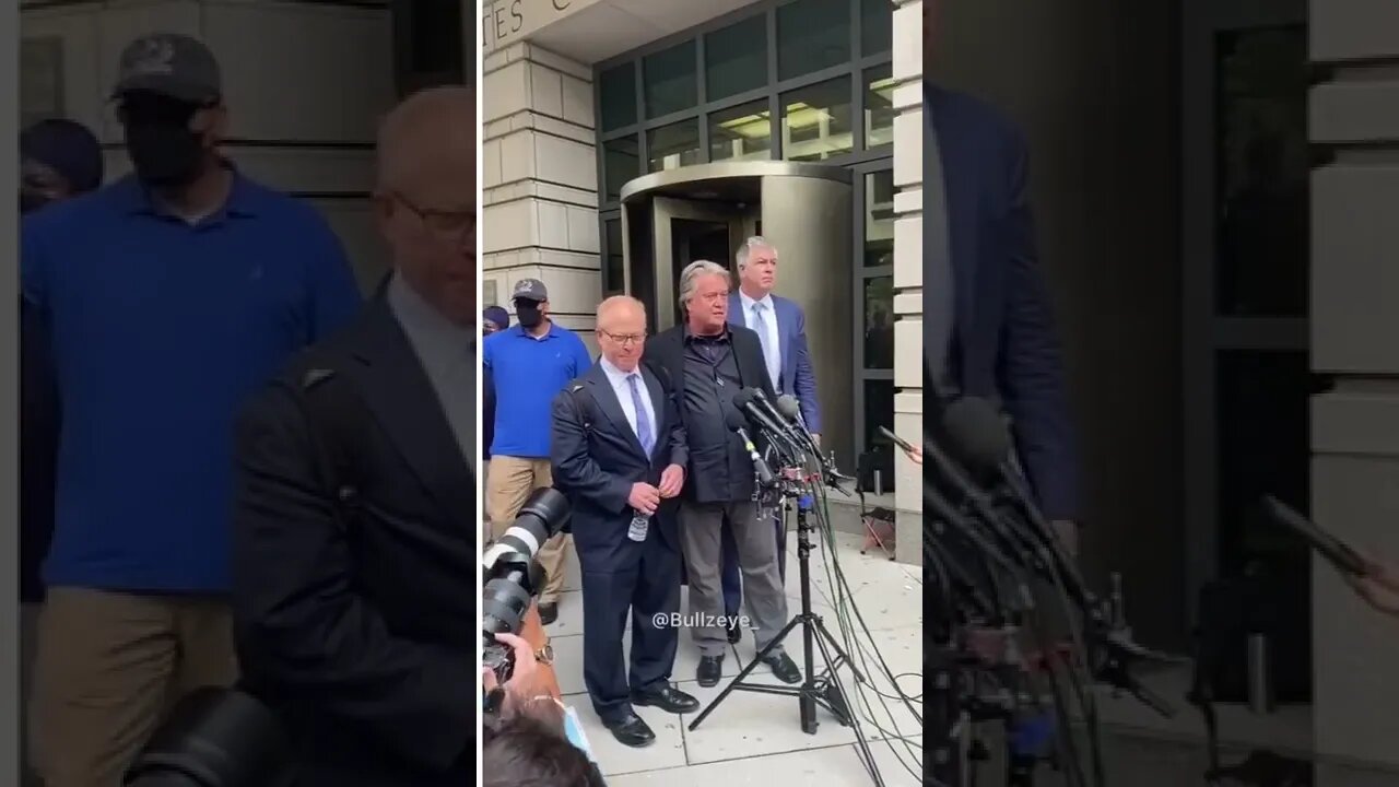 JUST NOW — Bannon makes a statement outside the courthouse