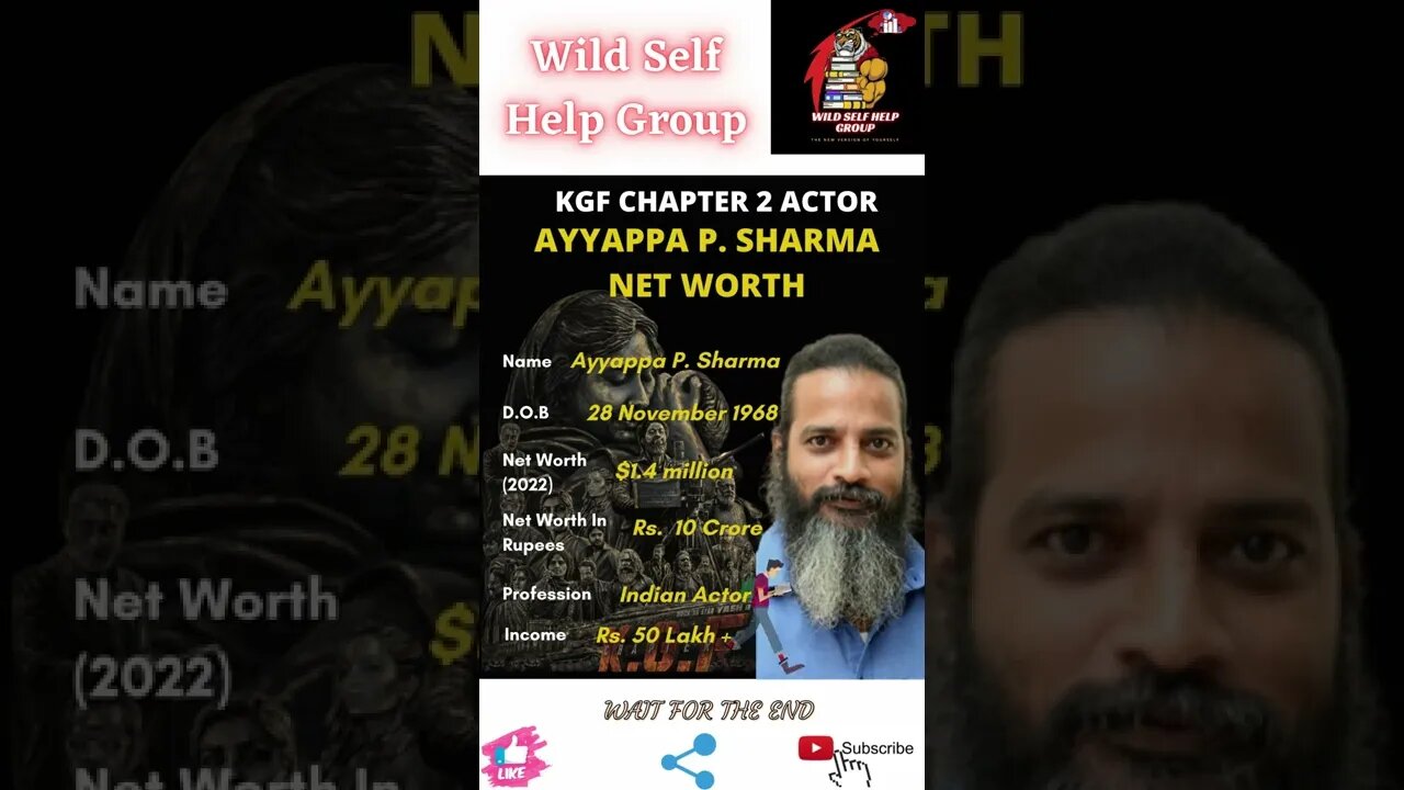 🔥KGF Chapter 2- Actor Ayyappa P. Sharma Net Worth🔥#shorts🔥#wildselfhelpgroup🔥1 May 2022🔥