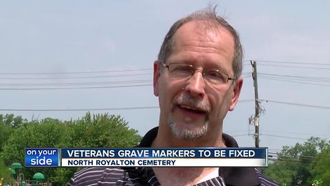 Sinking veterans grave markers to be fixed