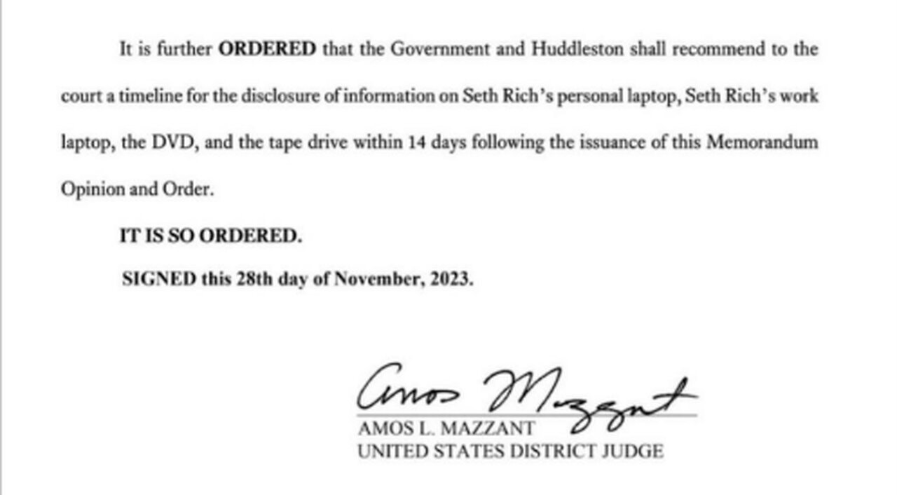 Federal Judge orders release of Seth Rich data by FBI within 14 days