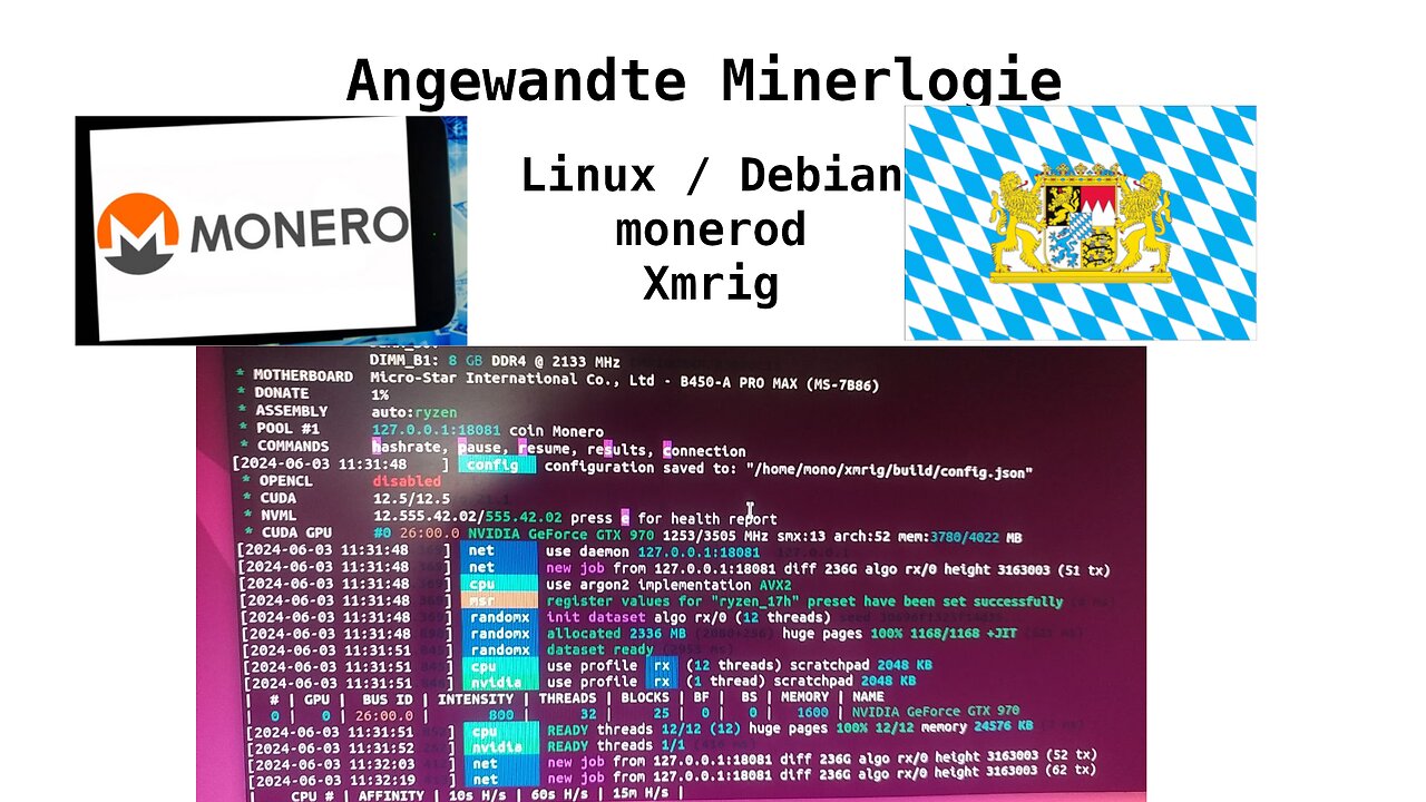 MONERO in Bayern. Mining mit XMRIG mittels Debian/Linux