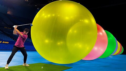 How Many Giant Balloons Stops A Golf Ball ??