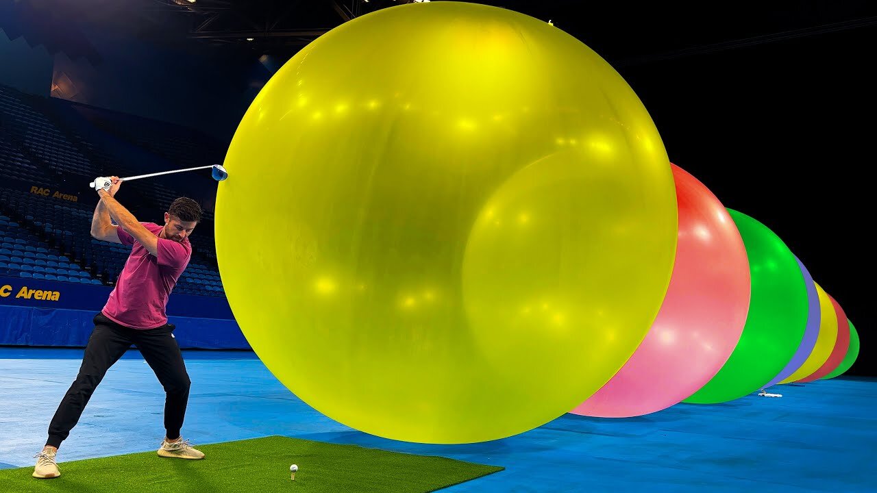 How Many Giant Balloons Stops A Golf Ball ??