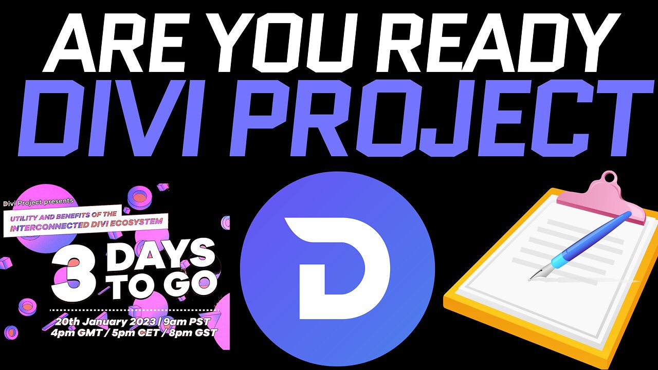 Divi Project Update! Don’t forget to bring a note pad this Friday
