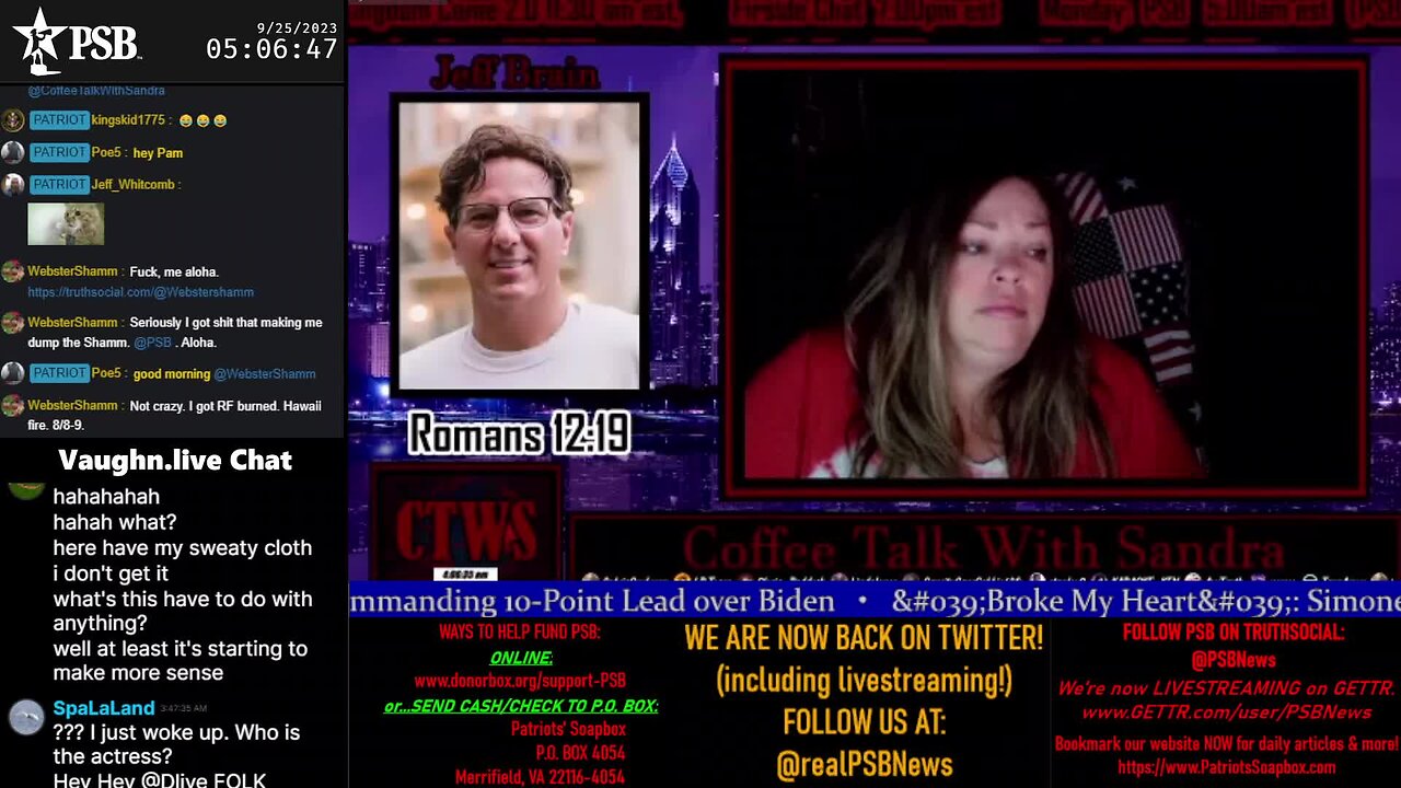 2023-09-25 05:00 EDT - Coffee Talk : with Sandra