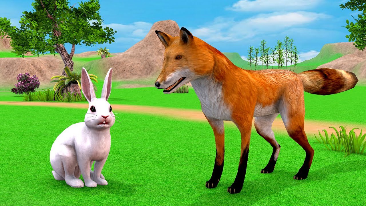 Rabbit and Fox Story - Animals Family | Rabbit Escape | Funny Animals 3D Cartoon Stories in English