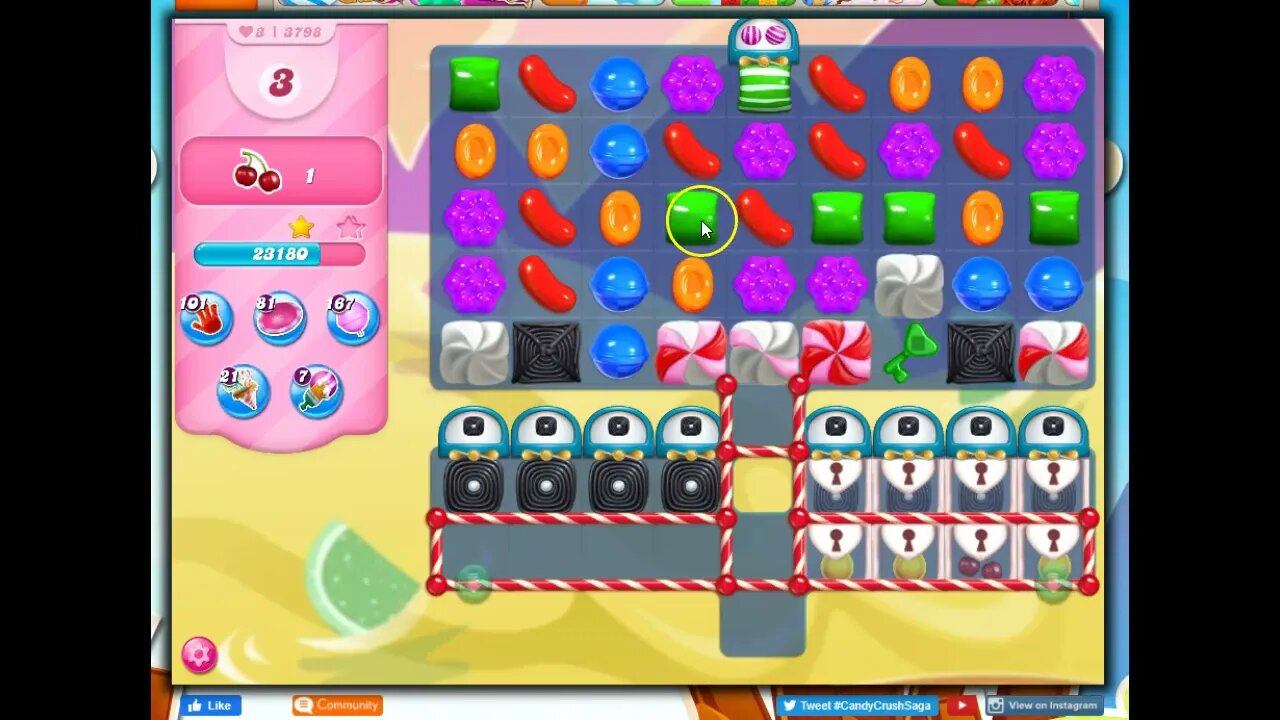 Candy Crush Level 3798 Talkthrough, 30 Moves 0 Boosters