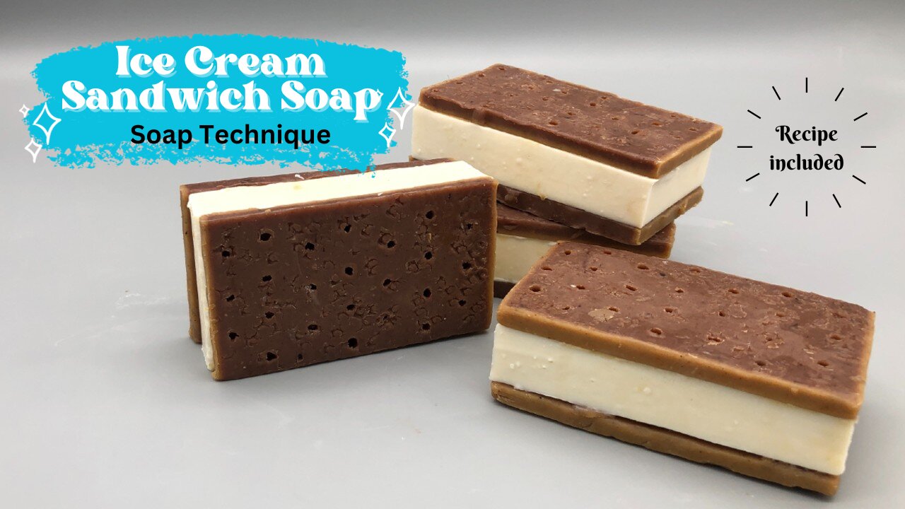 Ice Cream Sandwich Soap Bar. Recipe included.