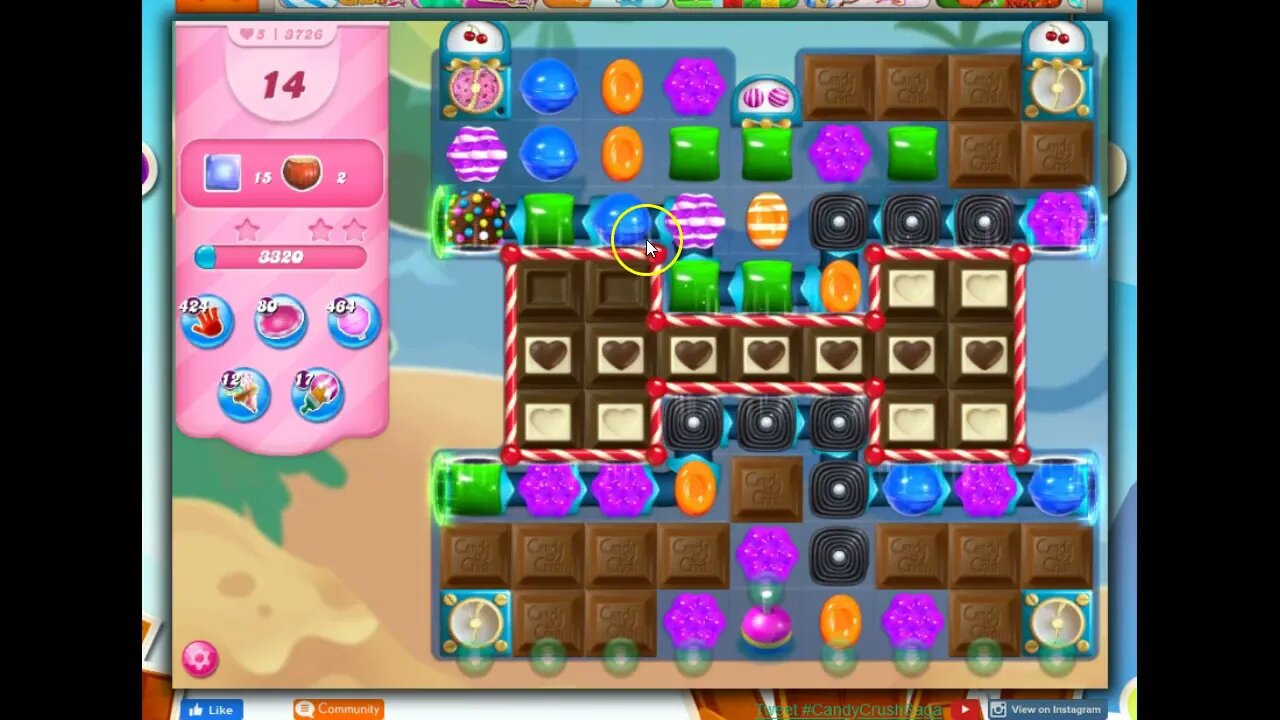 Candy Crush Level 3726 Talkthrough, 20 Moves 0 Boosters