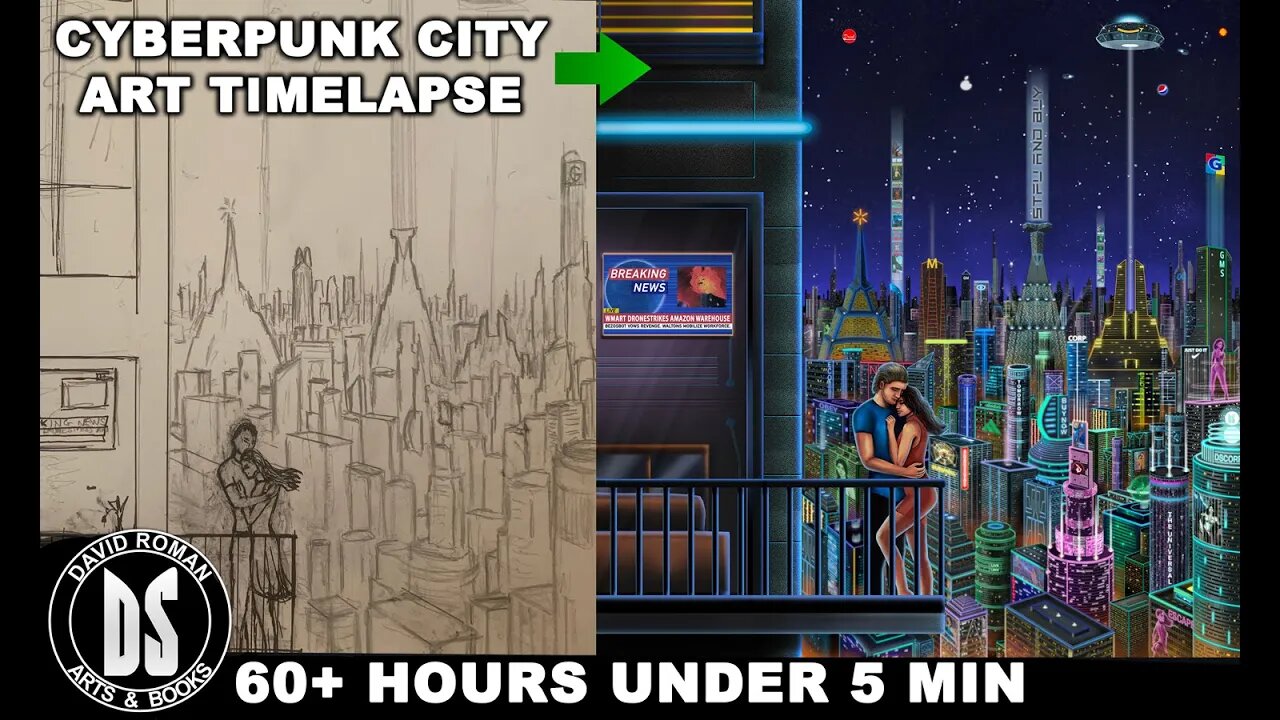 Cyberpunk City Painting Timelapse