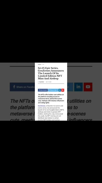 Sci-Fi Epic Series, GenZeroes Announces Limited Edition NFT Mint And Airdrop #cryptomash #airdrop
