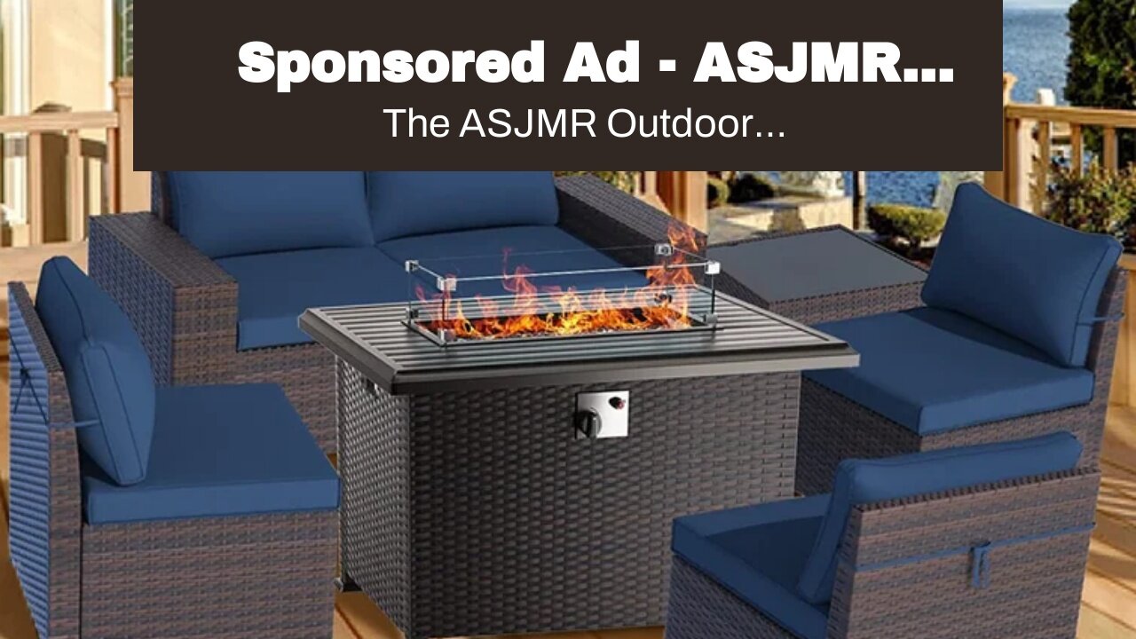 Sponsored Ad - ASJMR Outdoor Patio Furniture Set with Gas Fire Pit Table, 7 Pieces Patio Furnit...