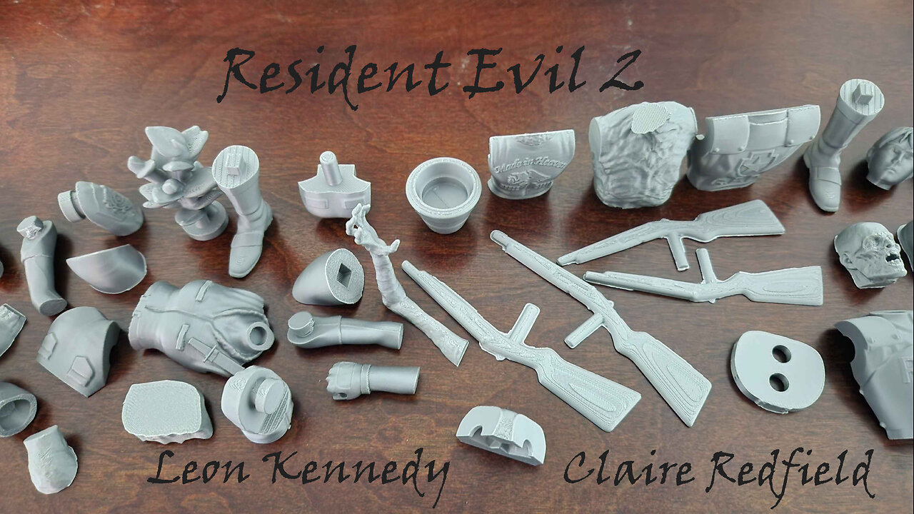 3D Printing Timelapse Resident Evil 2 Characters, Items and Weapons