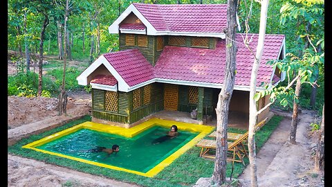 Building beautiful swimming pool and forest villa design