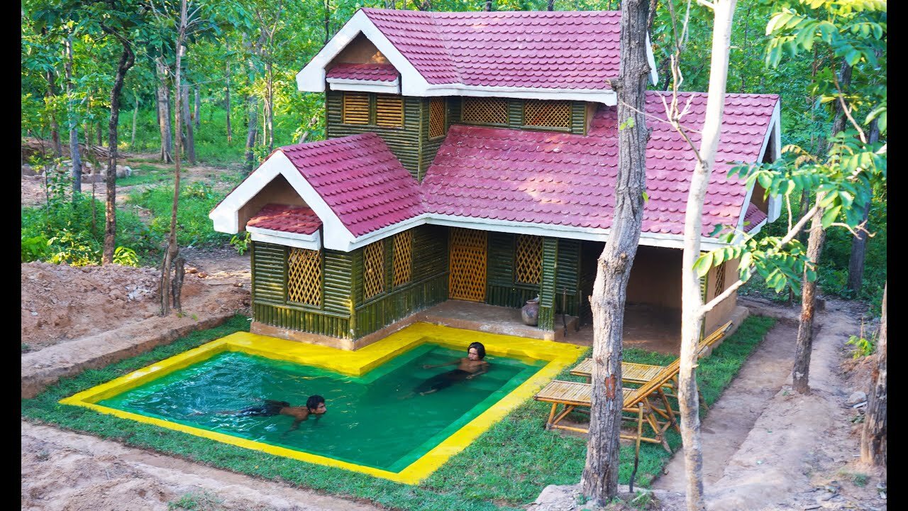 Building beautiful swimming pool and forest villa design