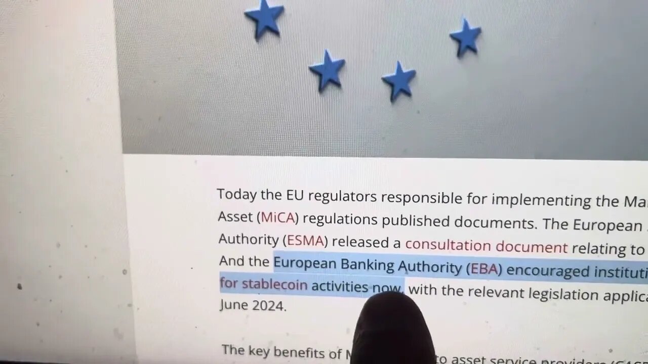 BREAKING…EU REGULATORS URGE STOCK MARKET TO GET READY NOW FOR STABLECOINS.