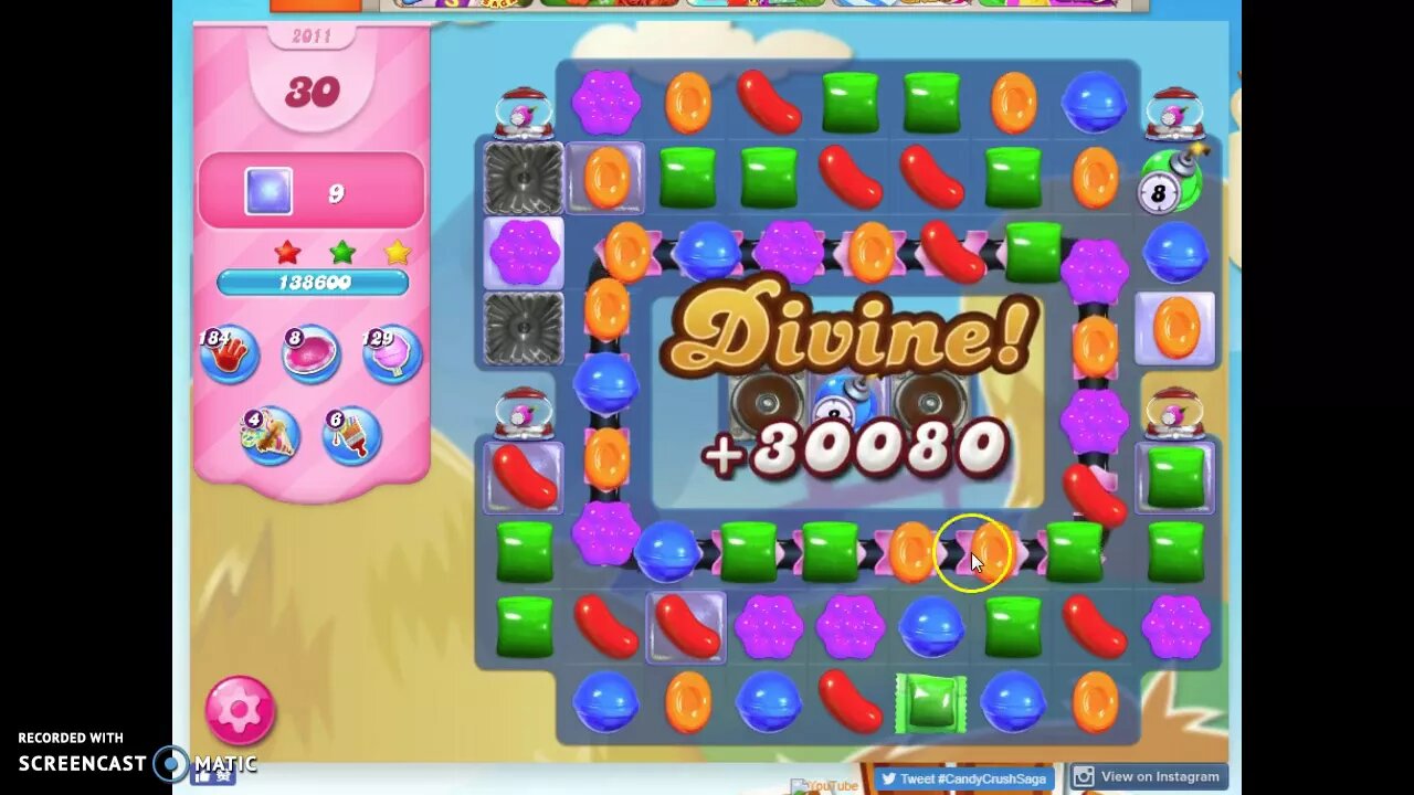 Candy Crush Level 2011 Audio Talkthrough, 3 Stars 1 Booster