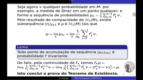 Teoria Ergódica: Prova do Teorema de Existência de Probabilidades Invariantes em espaços compactos.