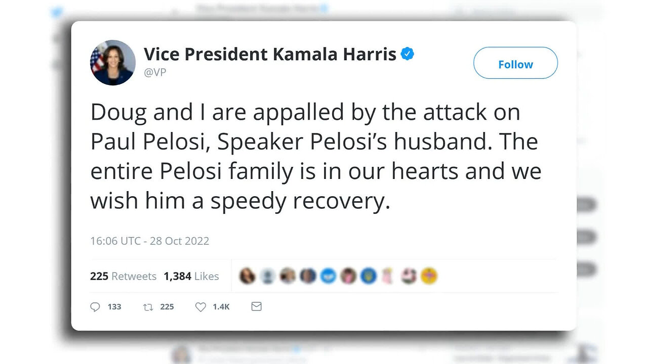 VP Harris tweets response to attack on Paul Pelosi