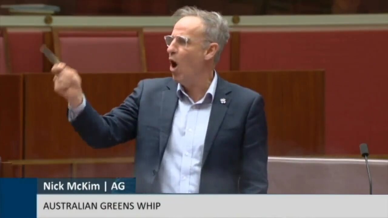 Senator Nick McKim has a full climate meltdown of his own on the floor 👀