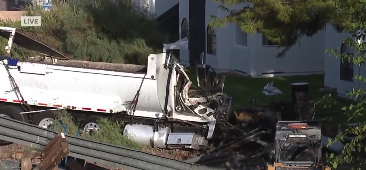 Semi truck roll over crash near Russell Road and US 95 southbound