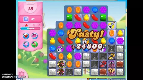 Candy Crush Level 1444 Audio Talkthrough, 2 Stars 0 Boosters