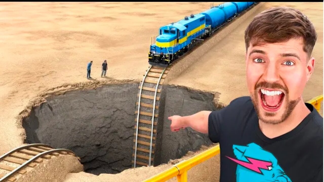 Train vs Giant pit! Mr beast