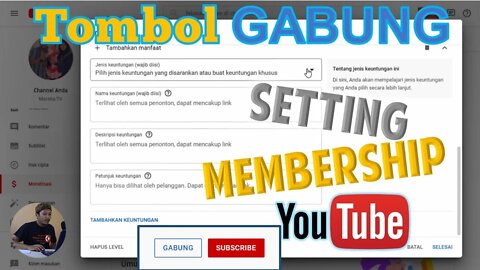 Cara Setting Channel Membership YouTube