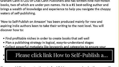 Please click link How to Self-Publish a Book on Amazon.com: Writing, Editing, Designing, Publis...