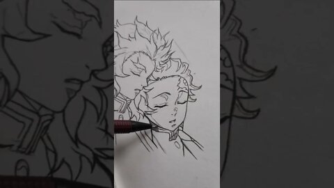 outline v/s sketch(AKAZA) ##youtubeshorts #shorts #shortsvideo #sketch#like #ytshorts #demonslayer