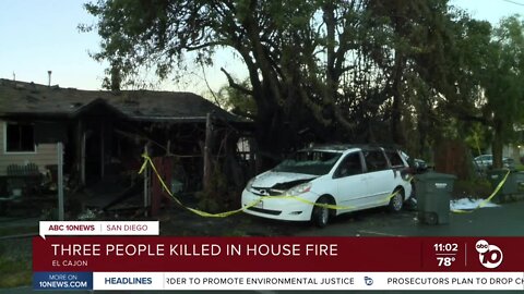 3 dead in fire at El Cajon home