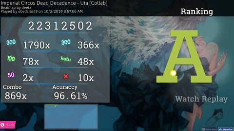 Osu! | Imperial Circus Dead Decadence - Uta [Collab] | 5.21* | 10x