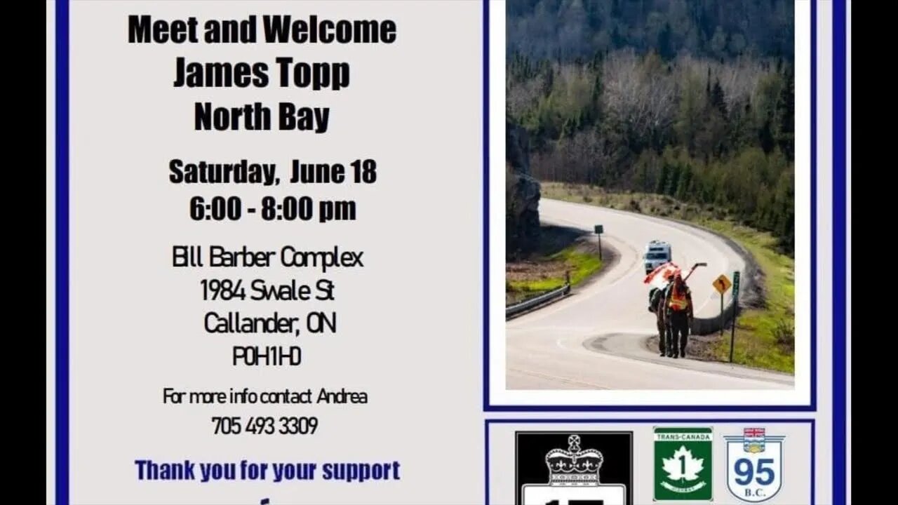 FREEDOM ON THE MARCH, North Bay Ontario MEETS James Topp Saturday 5pm LIVE STREAM WIth CFL