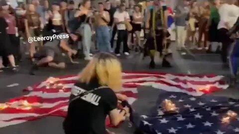 BURNING THE US FLAG AT PRO CHOICE PROTEST