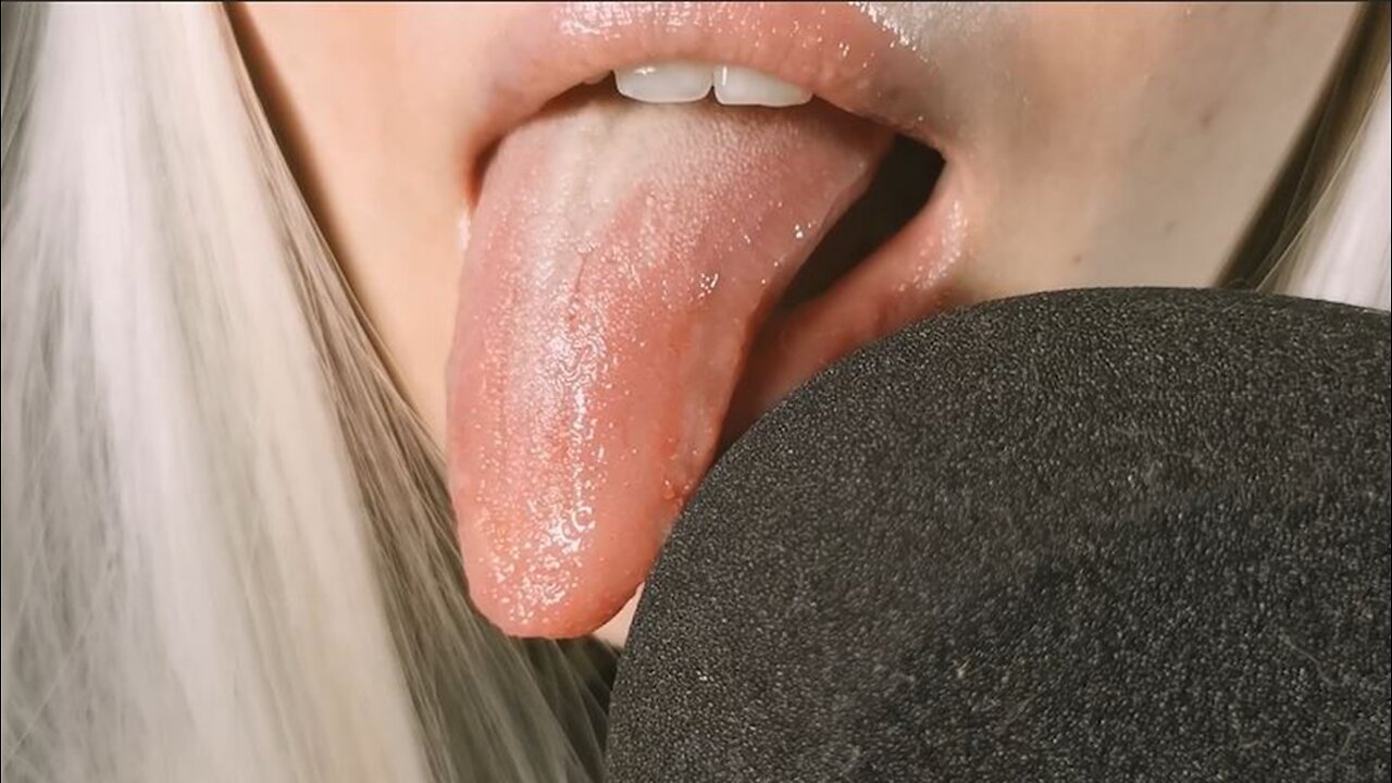 asmr intense microphone foam licking